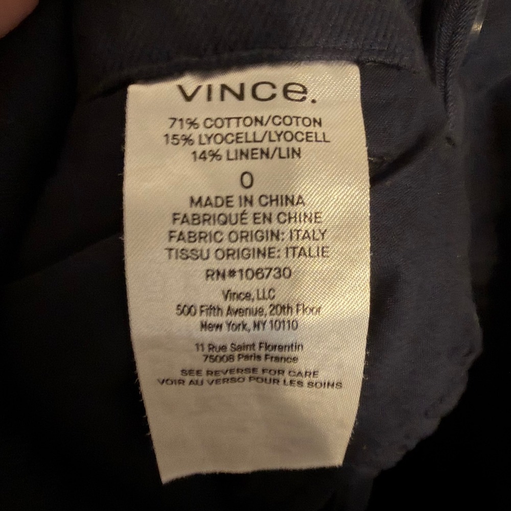 Vince linen cotton trouser navy blue 0 minimalist office clean girl preppy - Picture 5 of 6